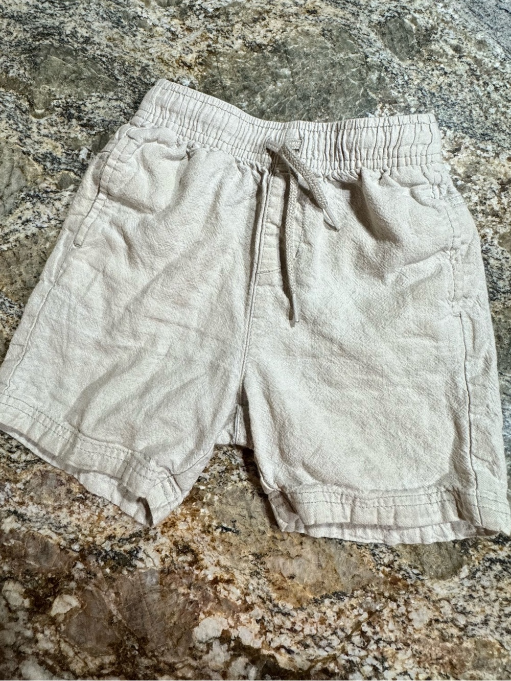 Linen Blend Drawstring Casual Shorts